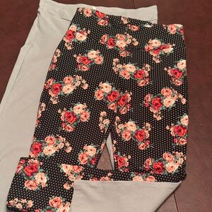NWOT - Set of 2: Floral print and Gray Skinny Twill Pant - Size M / L - So Cute!